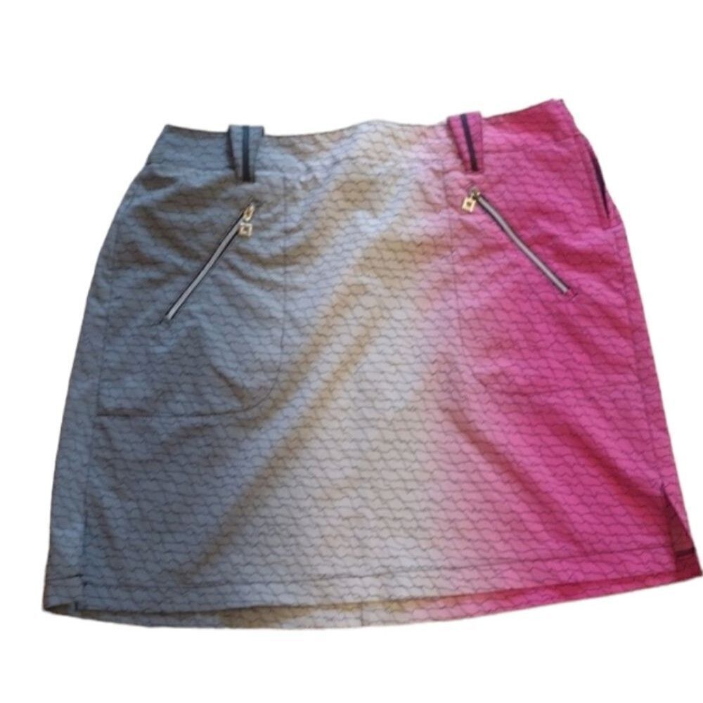 Jamie Sadock ombre skirt golf tennis grey white pink zip pockets 8